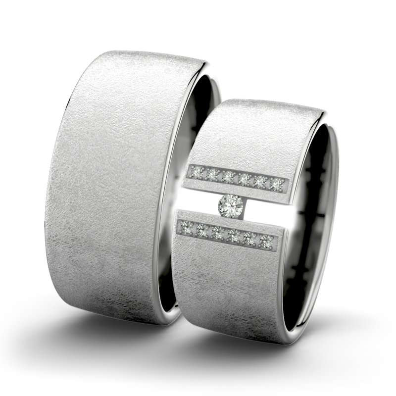 Diamantring Rose F9 P4, Platinum 600 eismatt, von vorn