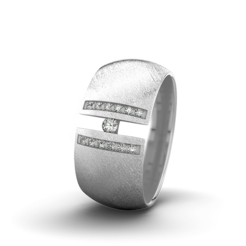 Diamantring Rose F9 P5, Weißgold 585 Schrägmatt, von vorn