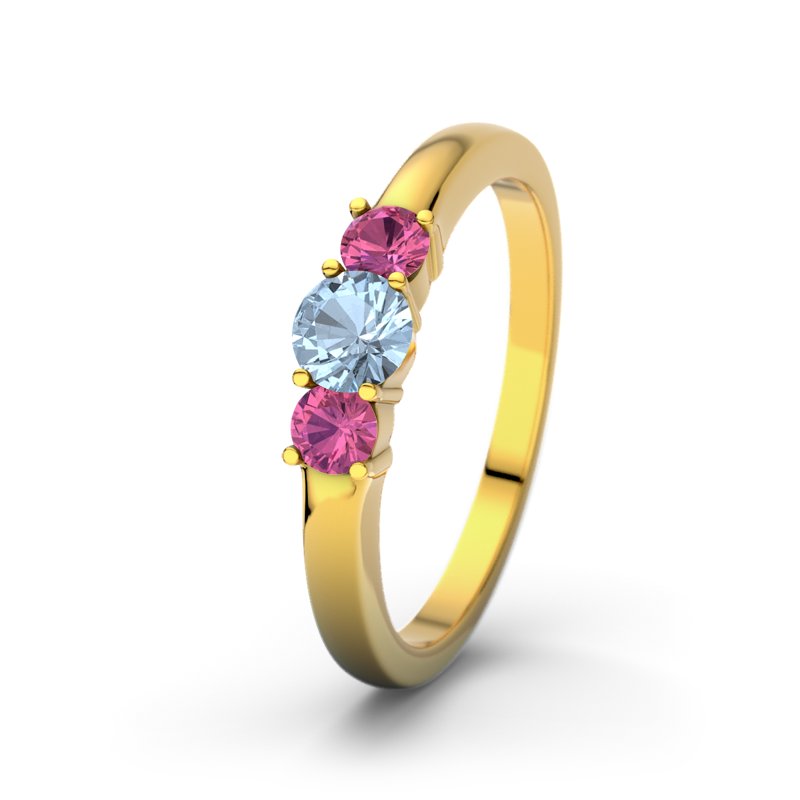 Blauer Topas Gelbgoldring Rouby, Gelbgold 585, von vorn