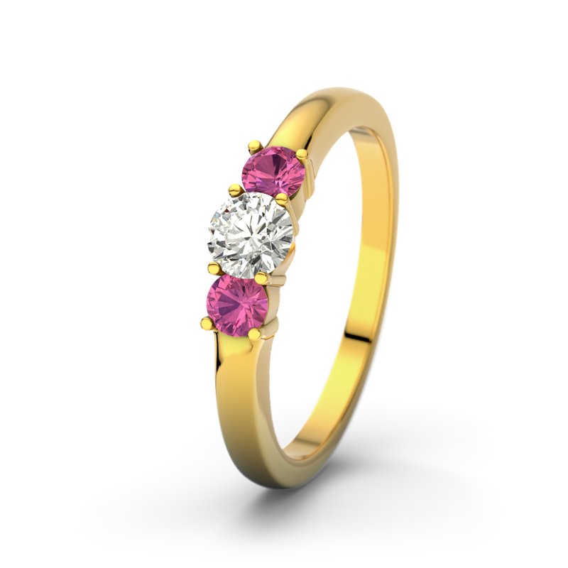 Diamantring Rouby, Gelbgold 585, von vorn