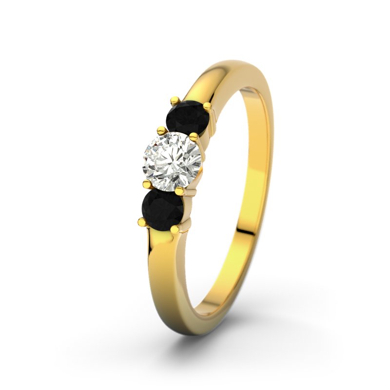 Diamantring Rouby, Gelbgold 585, von vorn