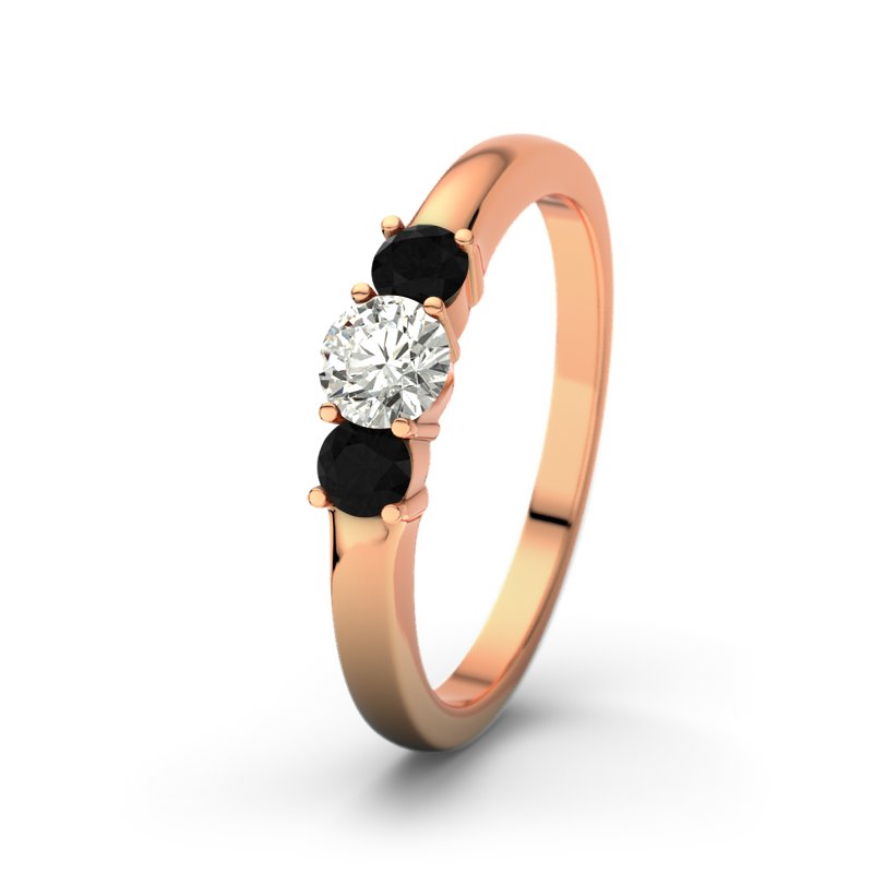 Diamantring Rouby, Rotgold 750, von vorn