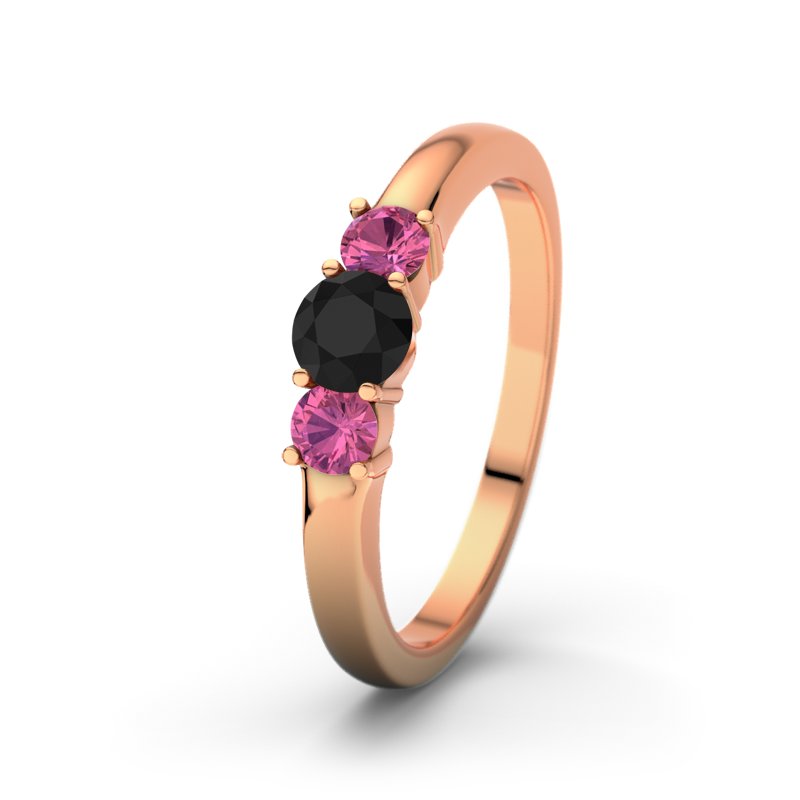 Schwarzer Achat Rotgoldring Rouby, Rotgold 585, von vorn