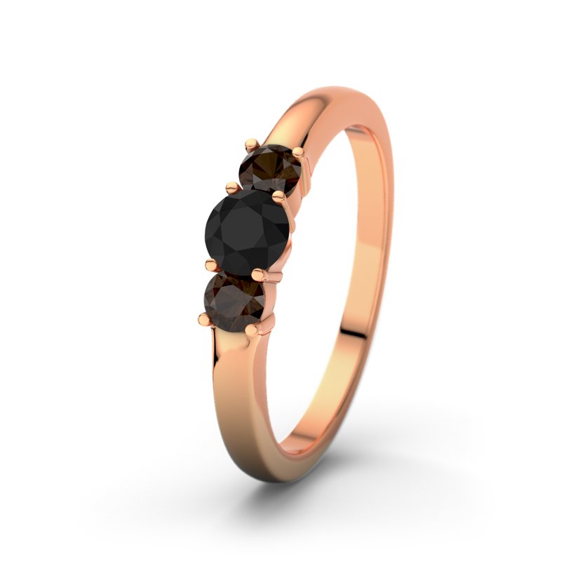 Schwarzer Achat Rotgoldring Rouby, Rotgold 585, von vorn