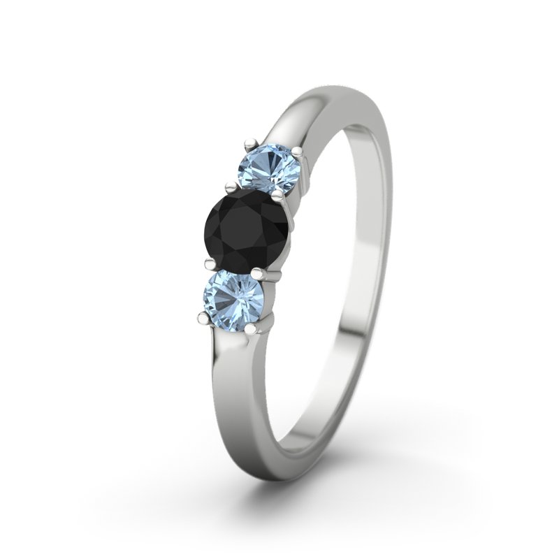Schwarzer Achat Sterlingsilberring Rouby, Sterlingsilber 925, von vorn