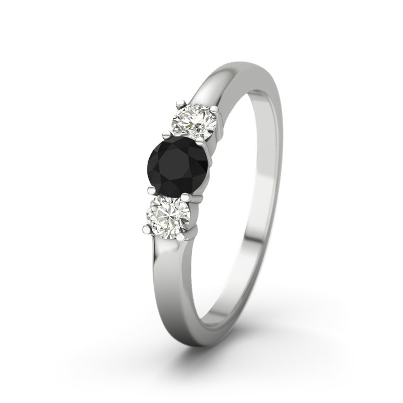 Schwarzer Achat Sterlingsilberring Rouby, Sterlingsilber 925, von vorn