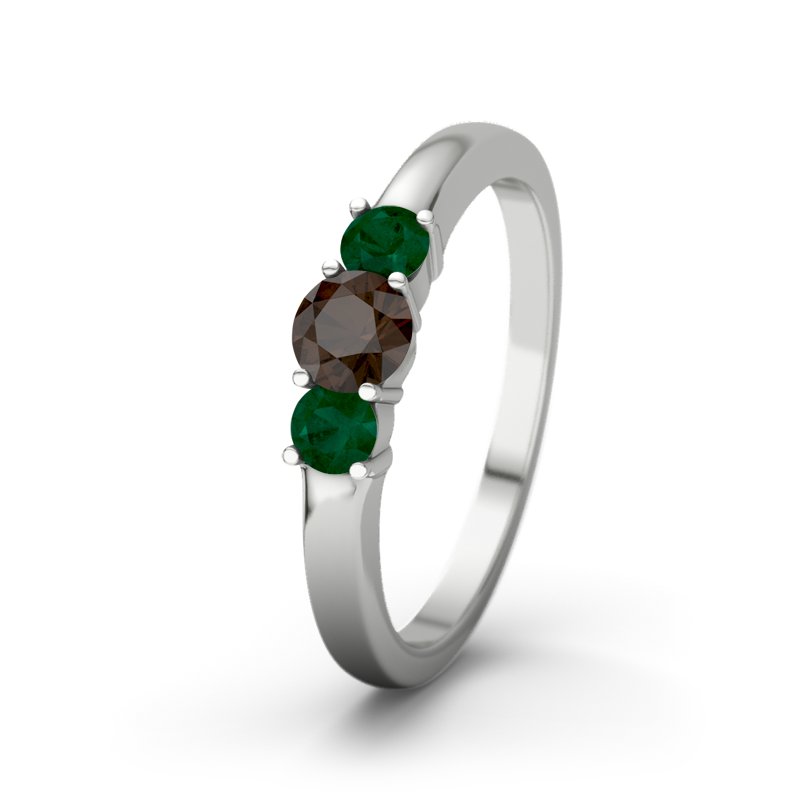 Rauchquarz Weißgoldring Rouby, Weißgold 375, von vorn