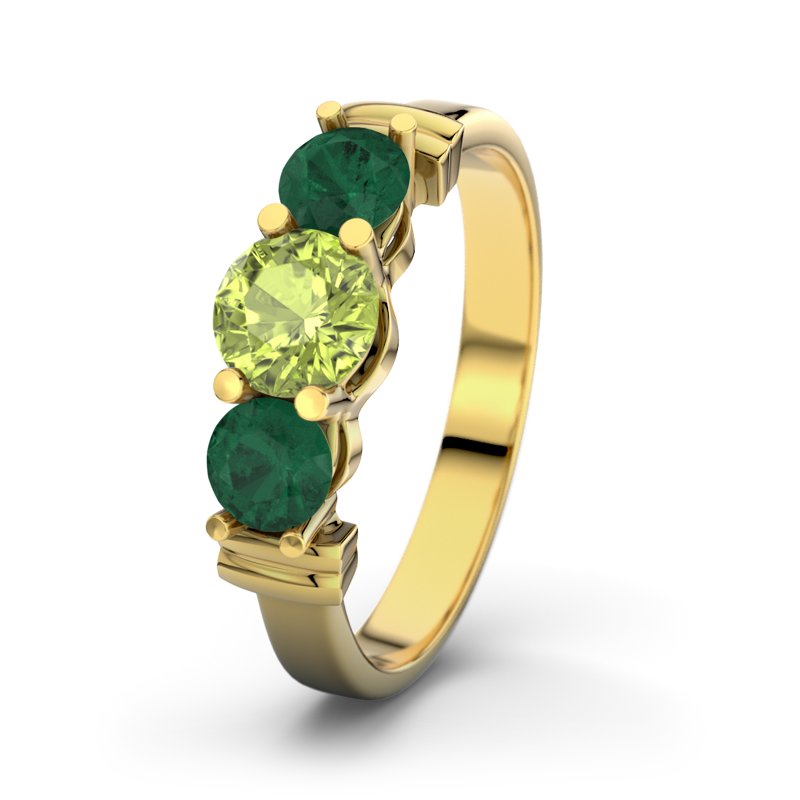 Peridot Gelbgoldring Sabrina, Gelbgold 375, von vorn