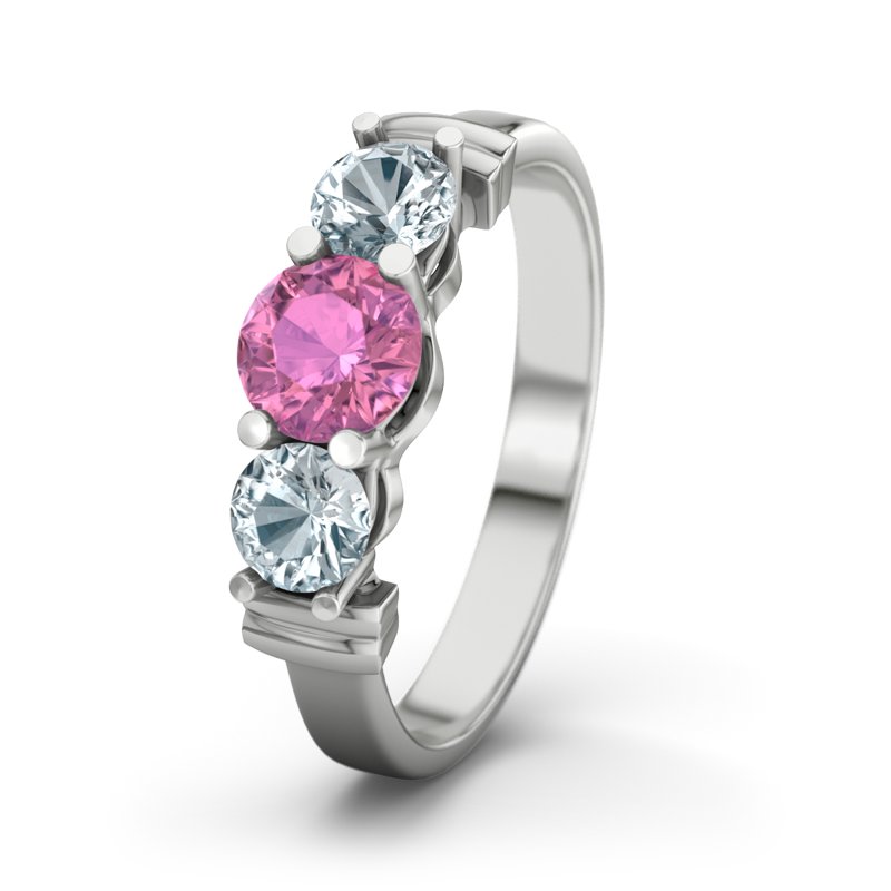 Pinker Turmalin Weißgoldring Sabrina, Weißgold 375, von vorn