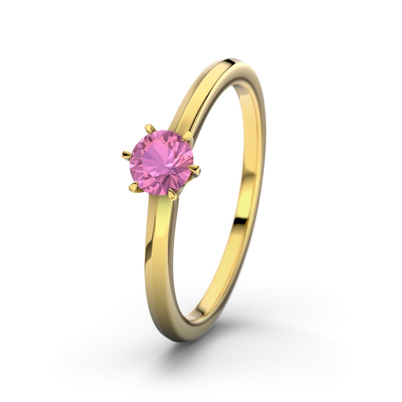 Pinker Turmalin Gelbgoldring San Antonio, Gelbgold 375, von vorn