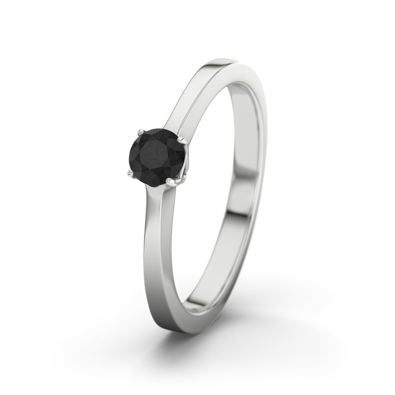 Diamant Schwarz Weißgoldring San Marino, Weißgold 585, von vorn