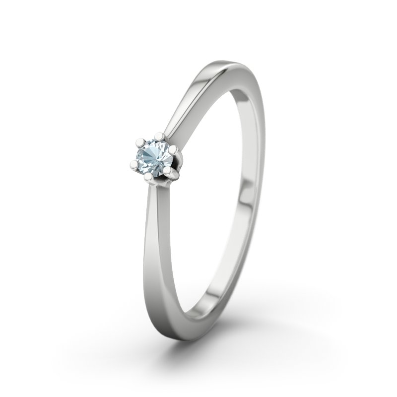 Aquamarin Sterlingsilberring Seattle, Sterlingsilber 925, von vorn