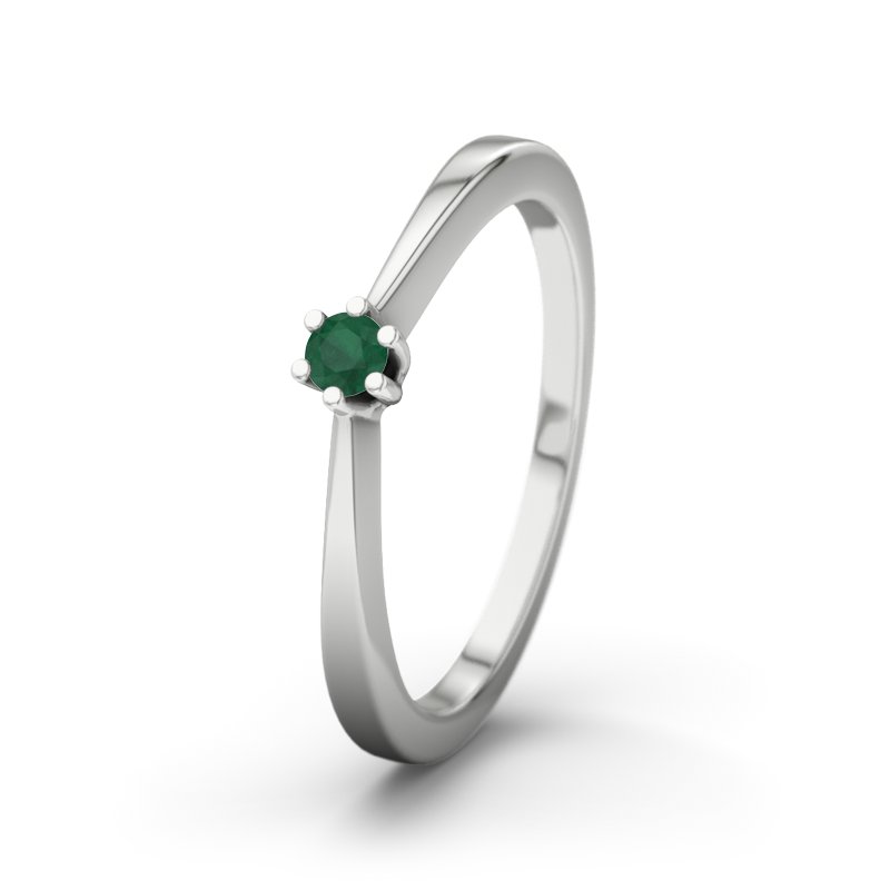 Smaragd Sterlingsilberring Seattle, Sterlingsilber 925, von vorn