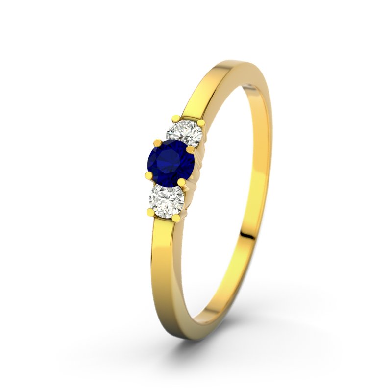Blauer Saphir Gelbgoldring Shannon, Gelbgold 585, von vorn