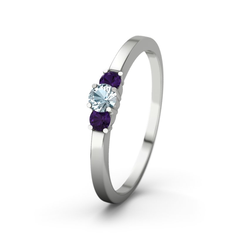 Aquamarin Platinumring Shannon, Platinum 950, von vorn