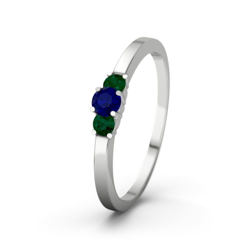 Blauer Saphir Sterlingsilberring Shannon, Sterlingsilber 925, von vorn