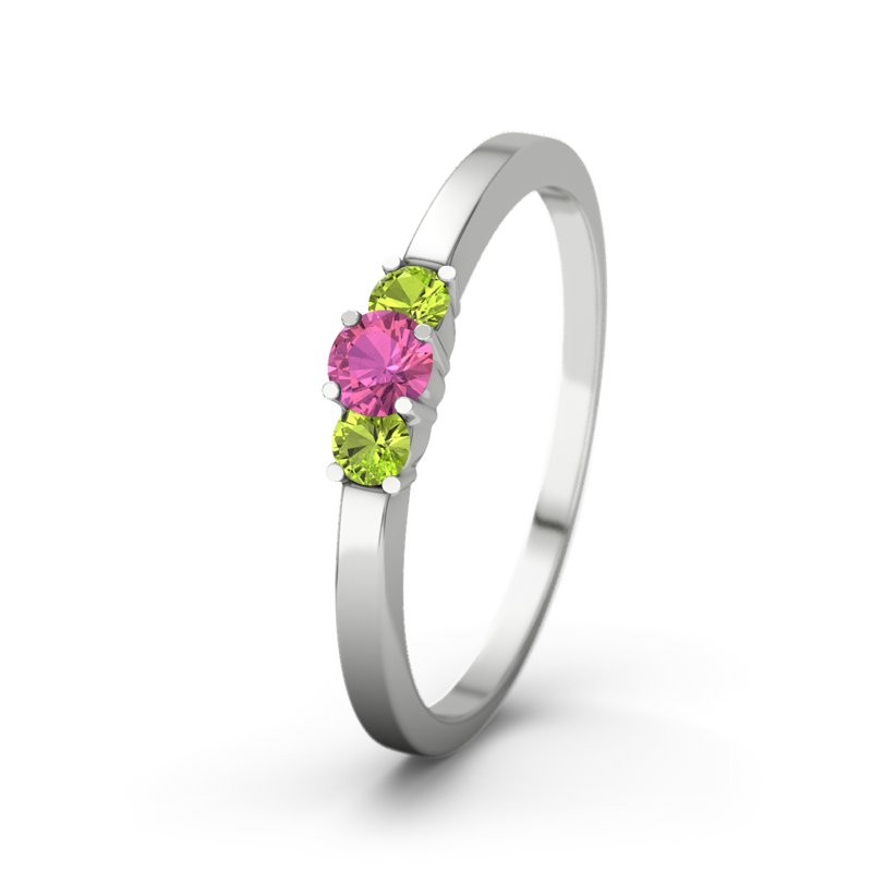 Pinker Turmalin Weißgoldring Shannon, Weißgold 375, von vorn