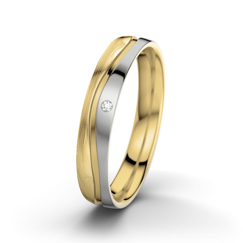 Diamantring Sonny M4, Gelbgold 375 längsmatt, von vorn