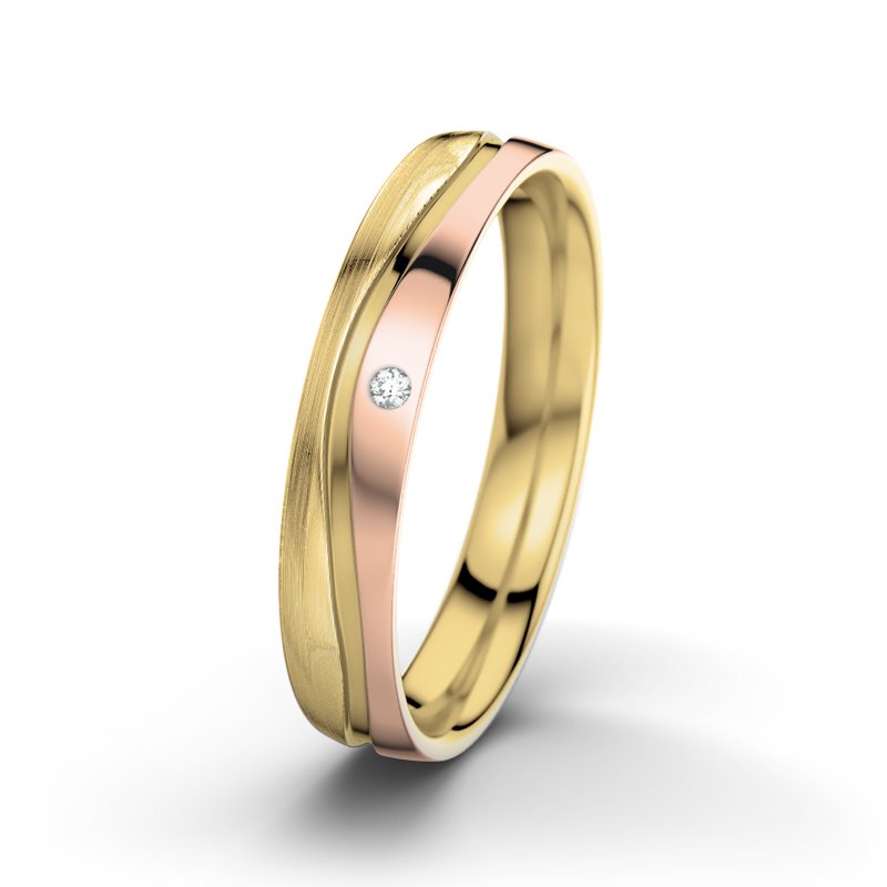 Diamantring Sonny M4, Gelbgold 585 längsmatt, von vorn