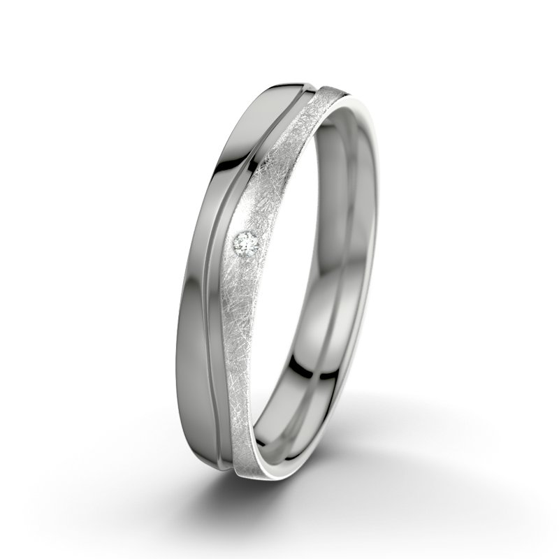 Diamantring Sonny M4, Palladium 585 poliert, von vorn