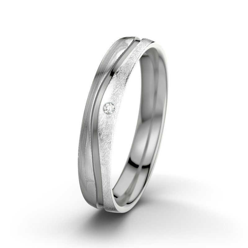 Diamantring Sonny M4, Platinum 950 längsmatt, von vorn