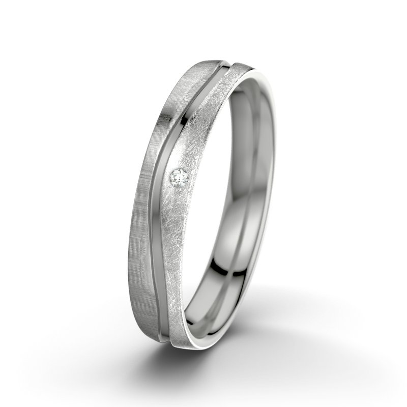 Diamantring Sonny M4, Platinum 600 quermatt, von vorn