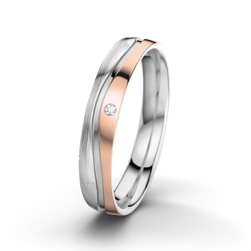 Diamantring Sonny M4, Weißgold 750 längsmatt, von vorn