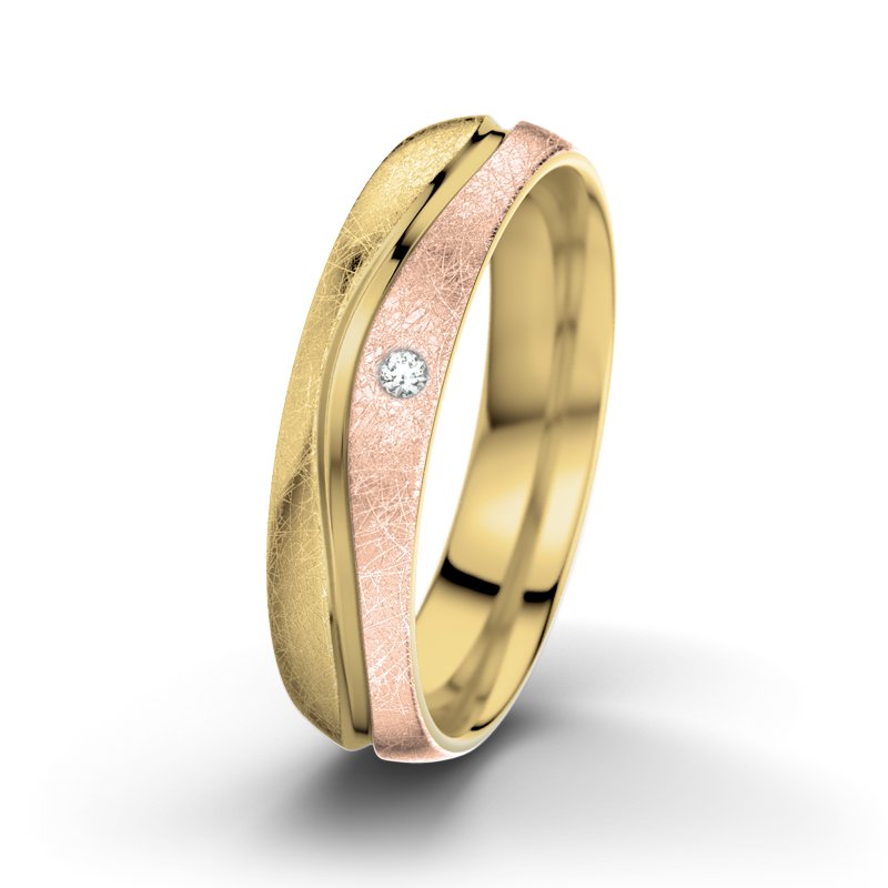 Diamantring Sonny M5, Gelbgold 750 eismatt, von vorn