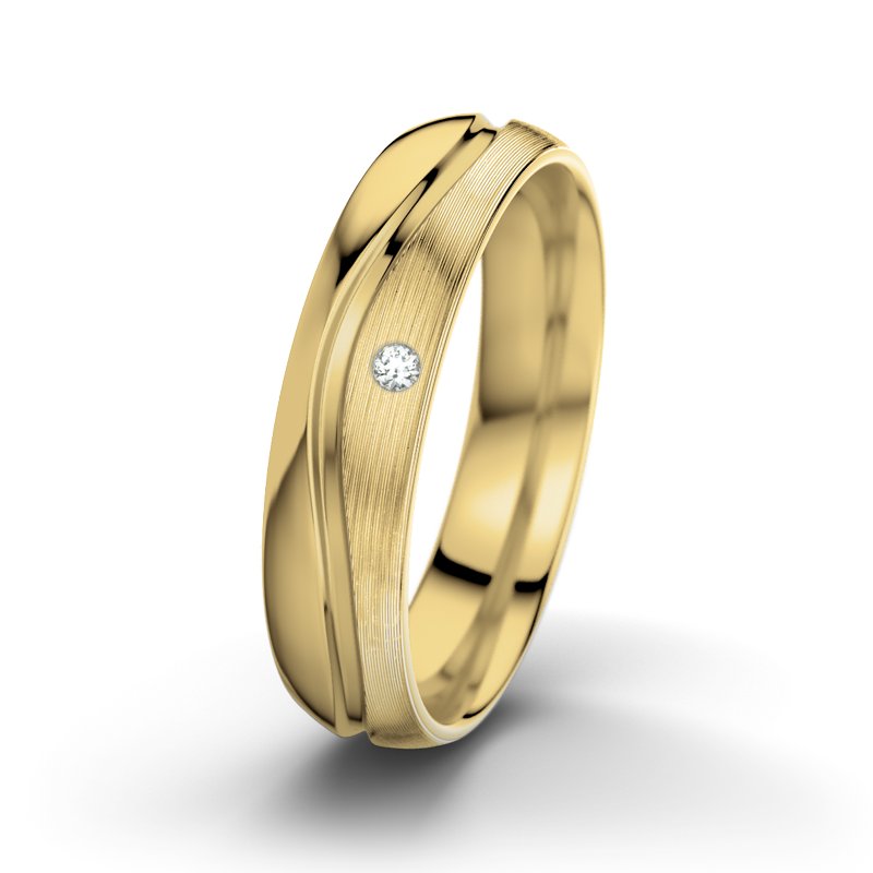 Diamantring Sonny M5, Gelbgold 750 poliert, von vorn