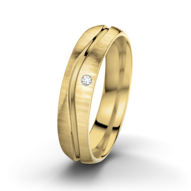 Diamantring Sonny M5, Gelbgold 585 quermatt, von vorn