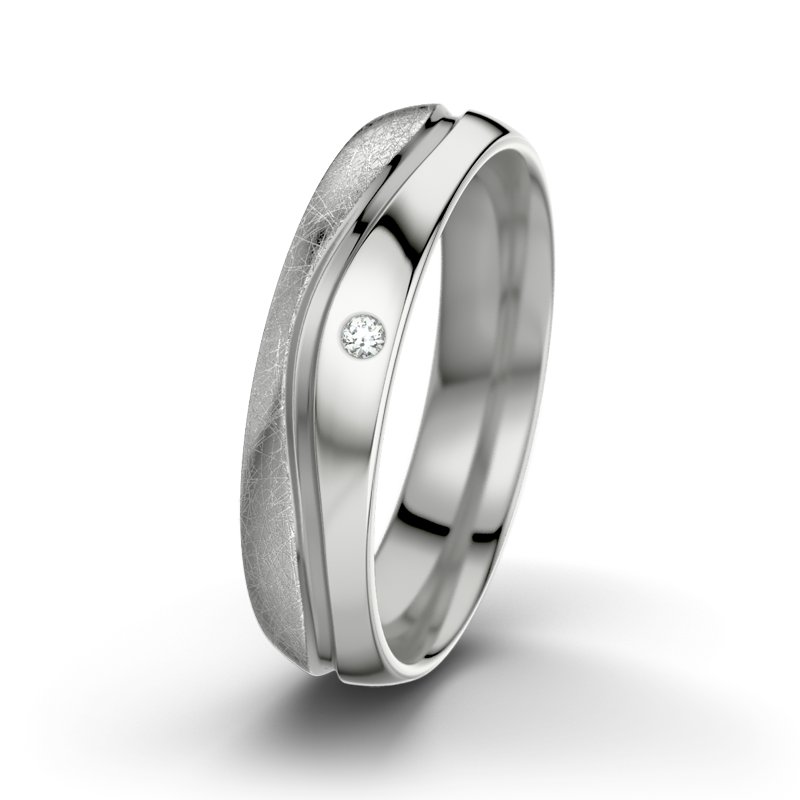 Diamantring Sonny M5, Palladium 585 eismatt, von vorn