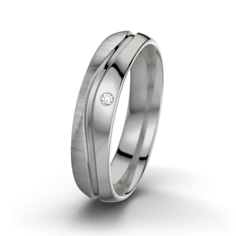 Diamantring Sonny M5, Palladium 950 quermatt, von vorn