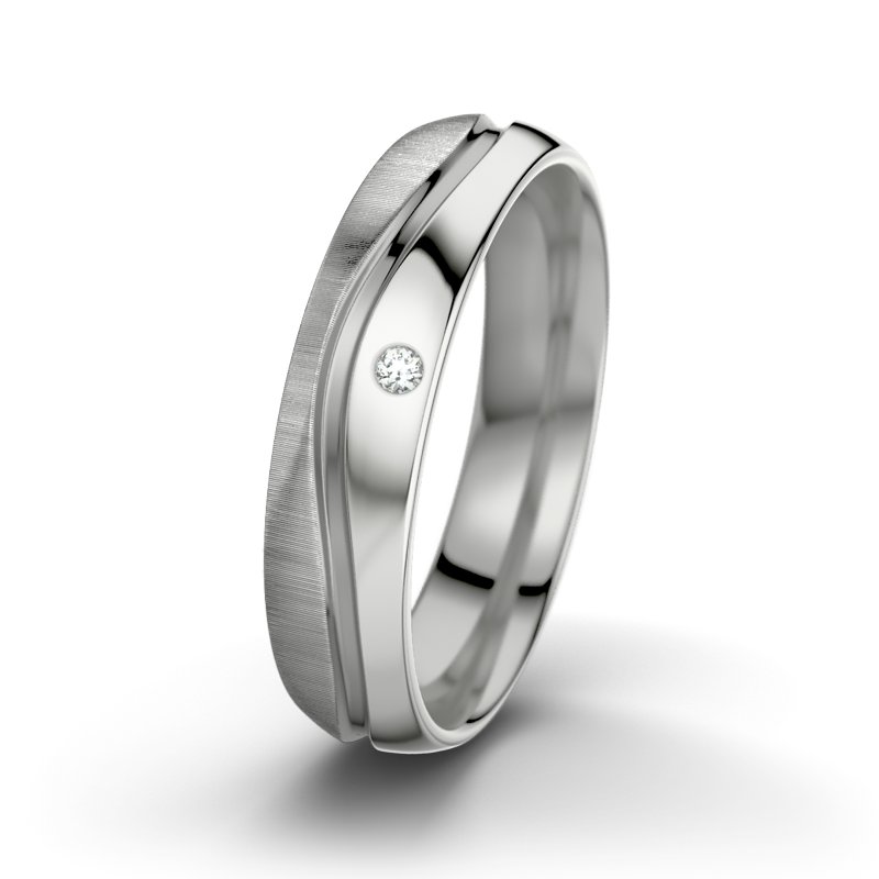 Diamantring Sonny M5, Palladium 585 quermatt, von vorn