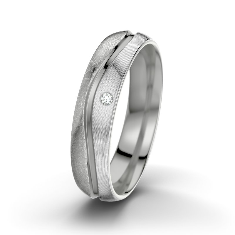 Diamantring Sonny M5, Platinum 600 eismatt, von vorn