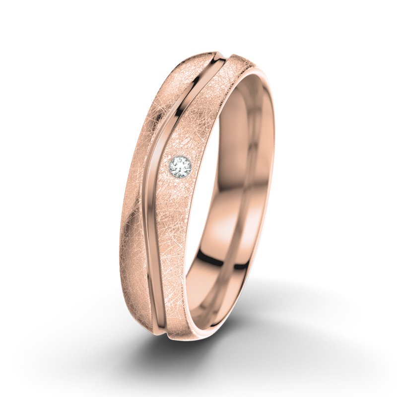 Diamantring Sonny M5, Rotgold 375 eismatt, von vorn