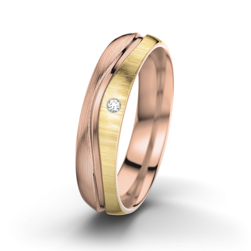 Diamantring Sonny M5, Rotgold 750 längsmatt, von vorn