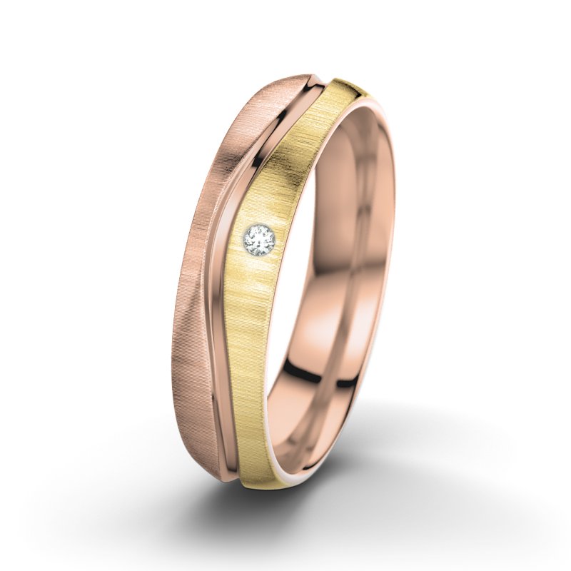 Diamantring Sonny M5, Rotgold 750 quermatt, von vorn