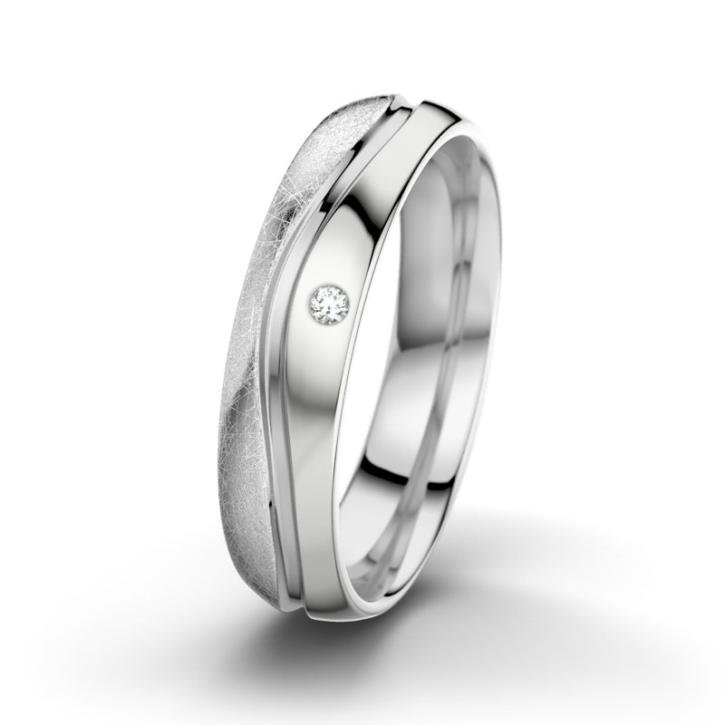 Diamantring Sonny M5, Weißgold 585 eismatt, von vorn