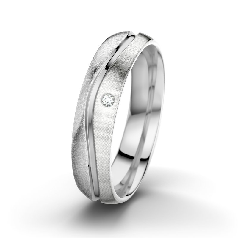 Diamantring Sonny M5, Weißgold 585 eismatt, von vorn