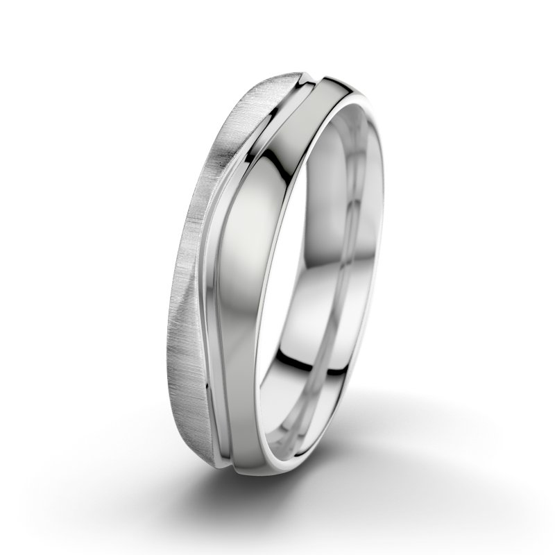 Kein Stein Weißgold quermattring Sonny M5, Weißgold 750 quermatt, von vorn