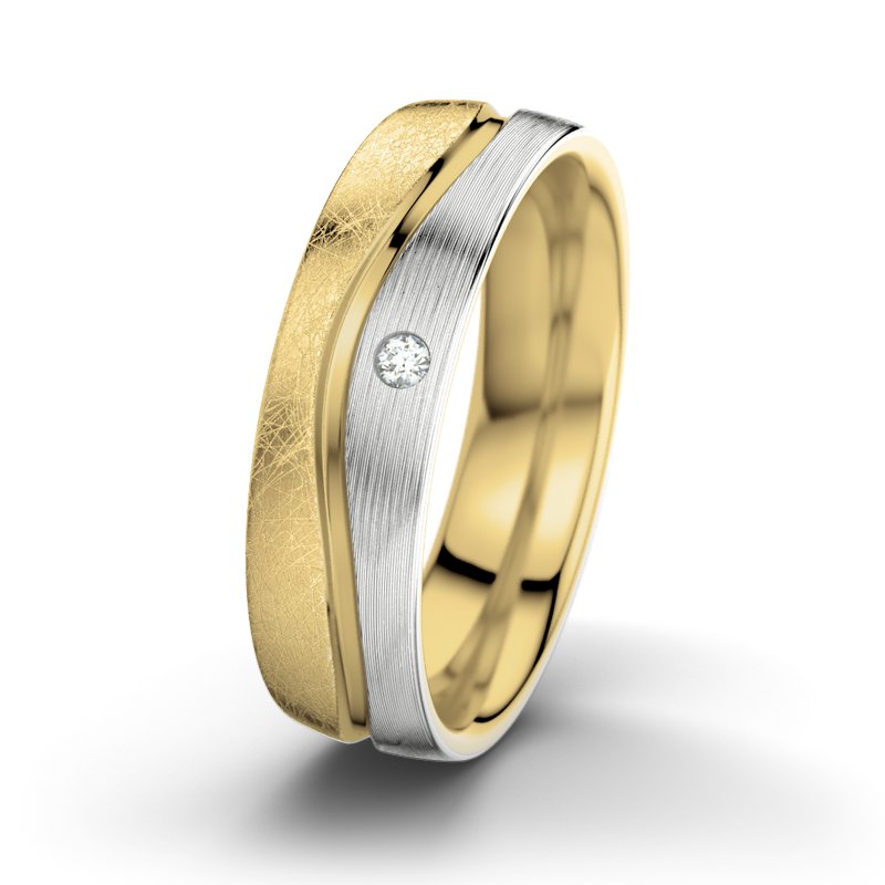 Diamantring Sonny M6, Gelbgold 375 eismatt, von vorn
