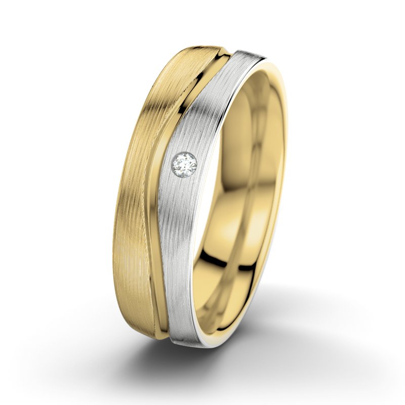 Diamantring Sonny M6, Gelbgold 375 längsmatt, von vorn