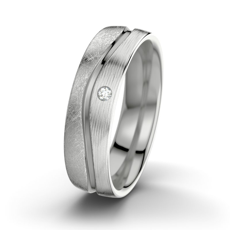 Diamantring Sonny M6, Palladium 585 eismatt, von vorn