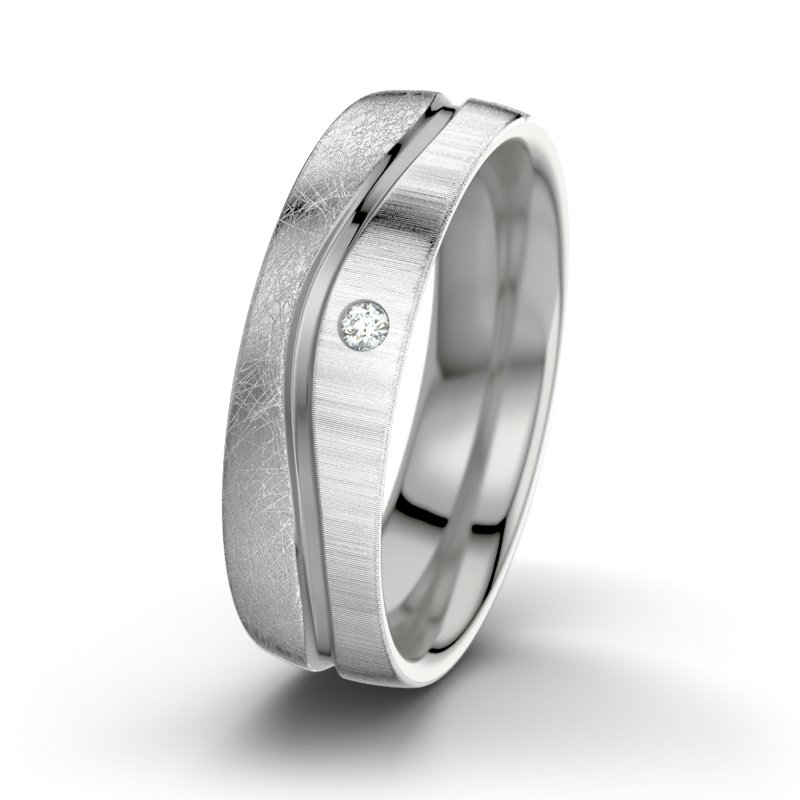 Diamantring Sonny M6, Palladium 585 eismatt, von vorn