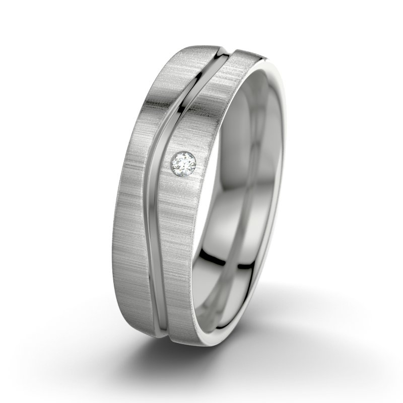 Diamantring Sonny M6, Palladium 585 quermatt, von vorn