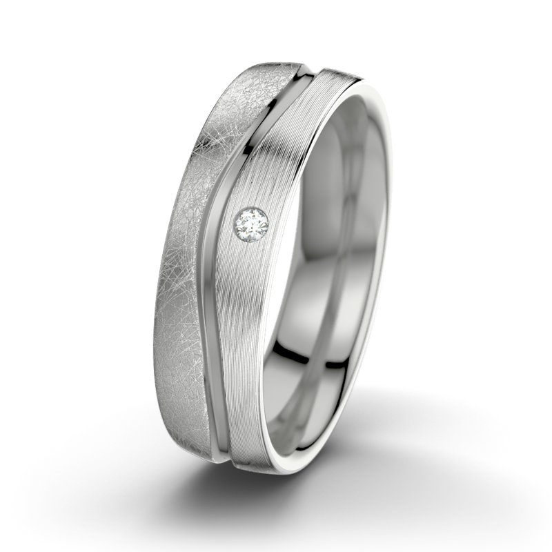 Diamantring Sonny M6, Platinum 600 eismatt, von vorn