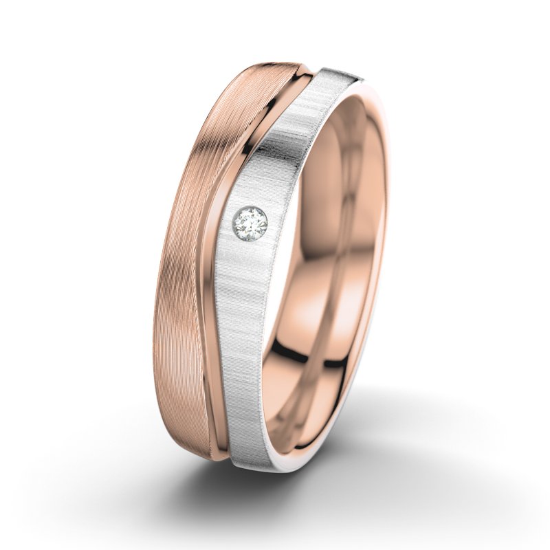 Diamantring Sonny M6, Rotgold 585 längsmatt, von vorn
