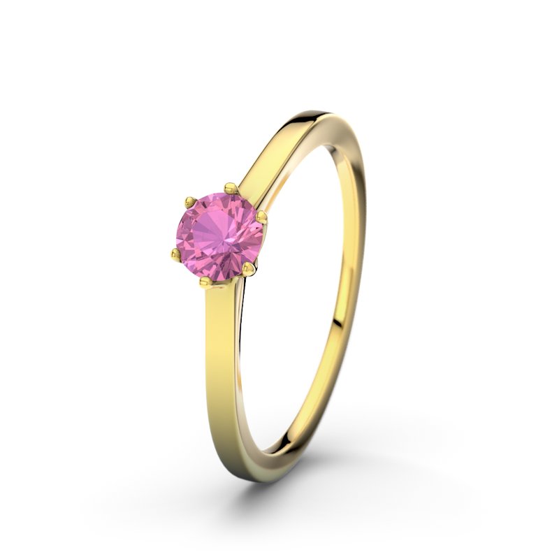 Pinker Turmalin Gelbgoldring St. Lucia, Gelbgold 750, von vorn