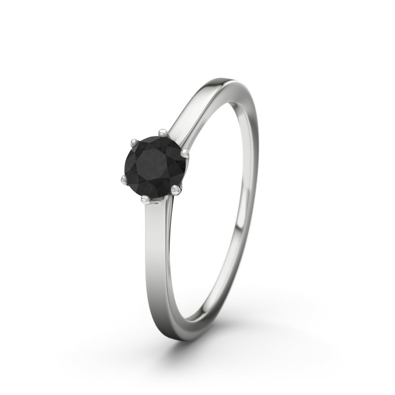 Diamant Schwarz Platinumring St. Lucia, Platinum 950, von vorn