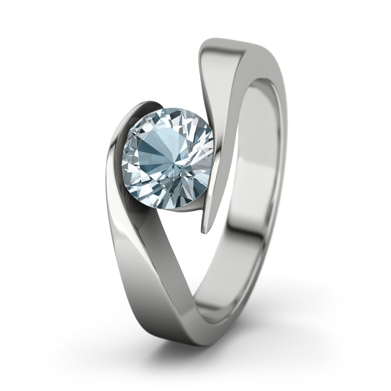 Aquamarin Platinumring Summer End, Platinum 950, von vorn